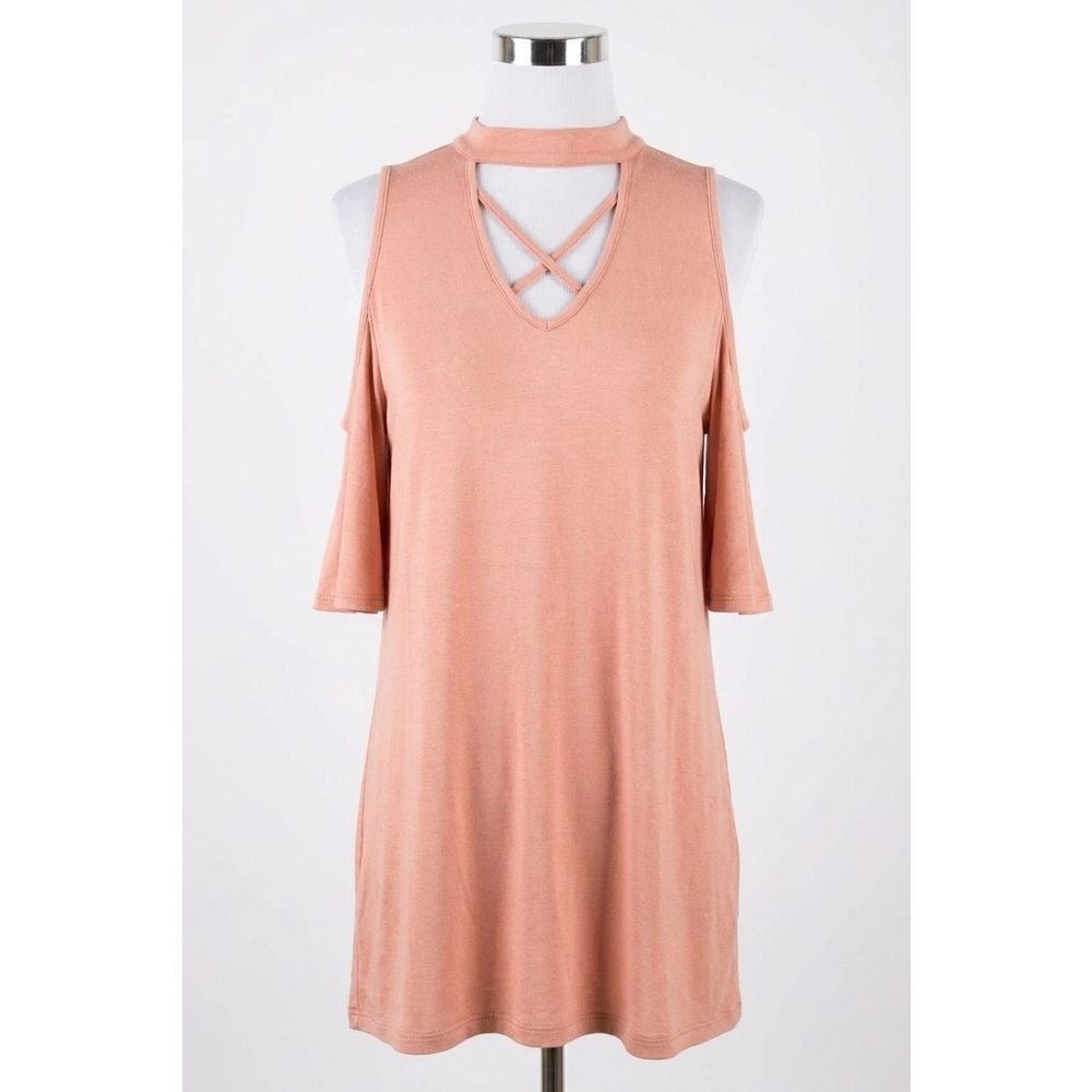 NEW ODDI caged cold shoulder bell sleeve top in mauve